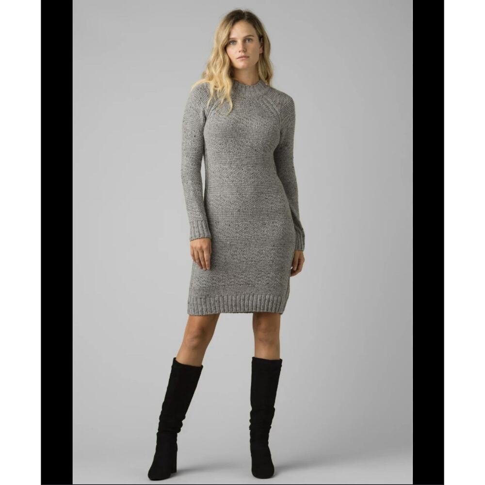 NWT prAna Gray Nemma Sweater Dress Size XS Organic Cotton‎ Long Sleeve